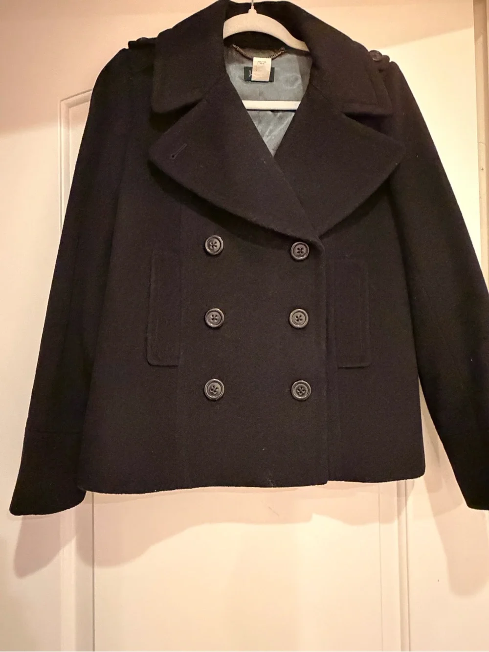 J. Crew Black Double-Breasted Wool Peacoat